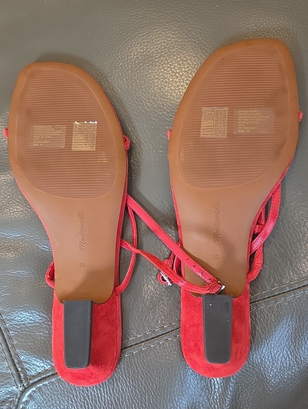Madewell Maycie Asymmetric Suede Strap Sandal Bandana Red - Picture 8 of 13